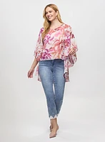 Blouse fleurie à manches évasées