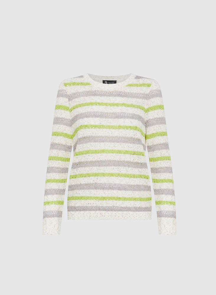 Pull rayé en tricot pointelle