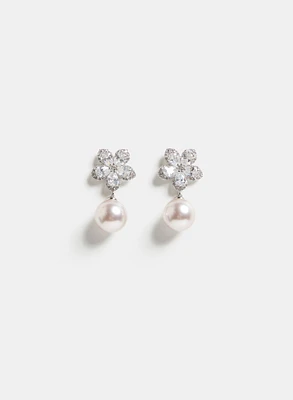 Boucles d'oreilles à fleur et perle