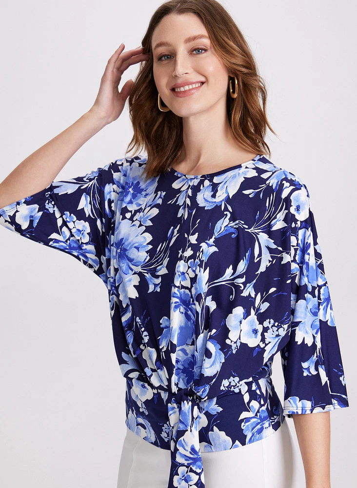 Floral Front Tie Top