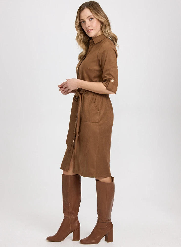 Robe-chemisier en suède végane