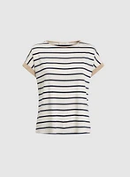 Striped Cap-Sleeve T-Shirt