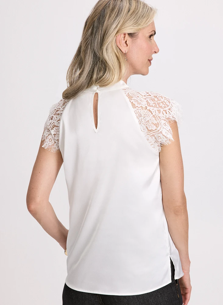 Lace Cap Sleeve Blouse