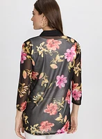 Haut floral ouvert à effet transparent