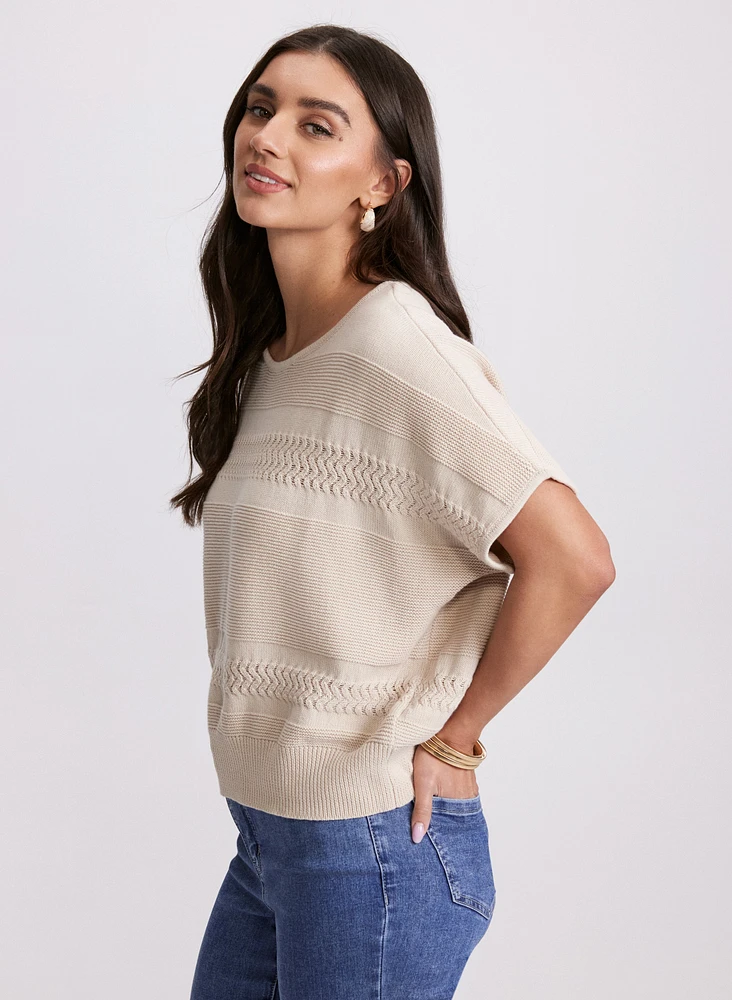 Mixed Knit Dolman Sweater