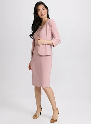 Sequin Embellished Dress & Jacket Set