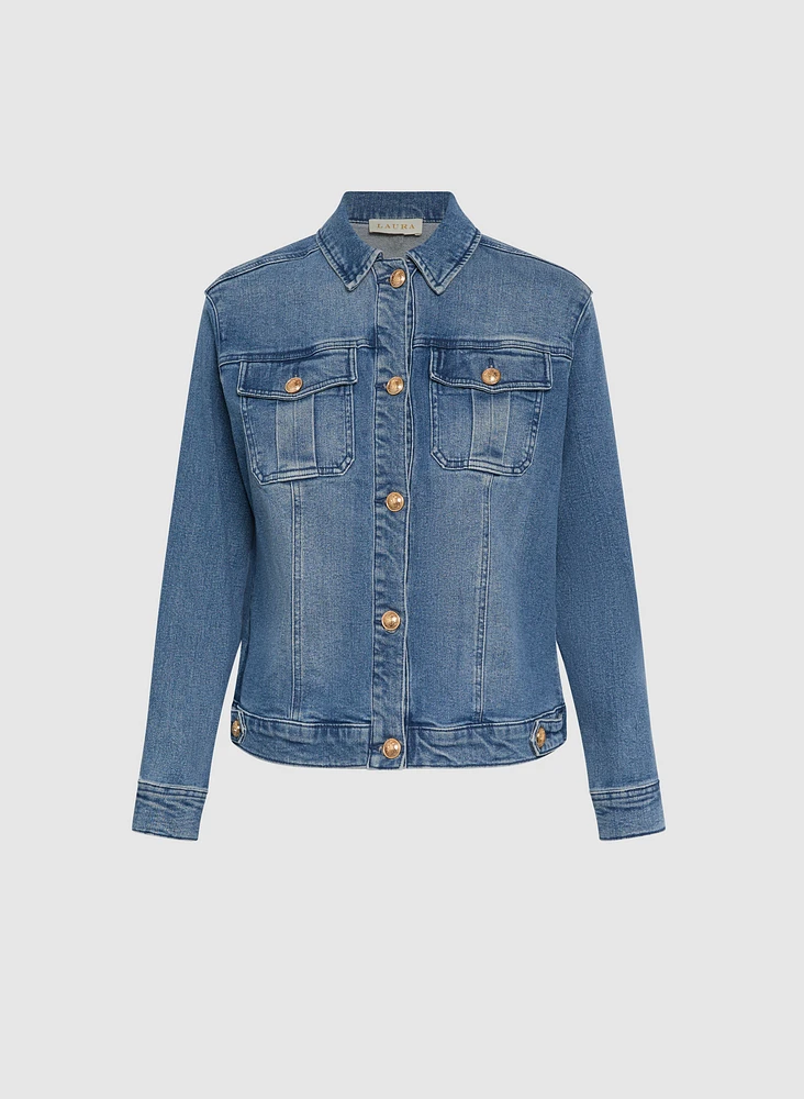 Veste en jean boutonnée