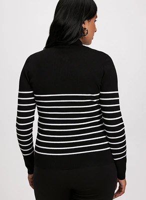 Striped Pearl Button Detail Sweater