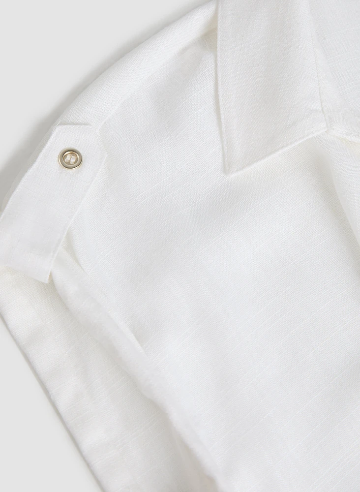 Linen Blend Knotted Blouse