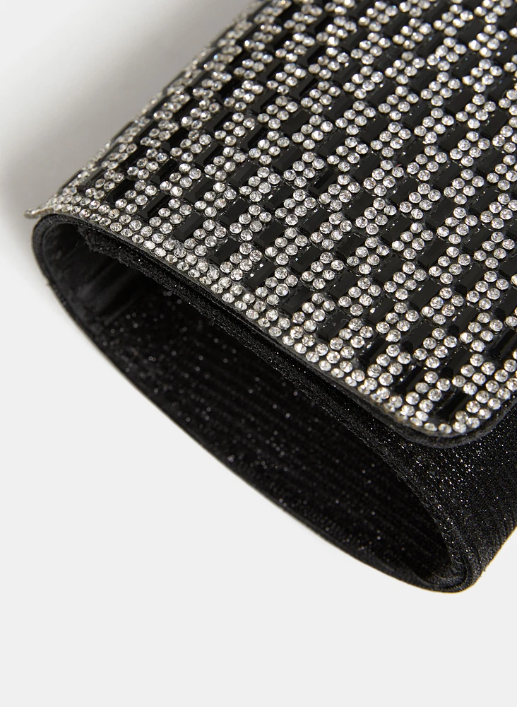 Pochette rectangulaire à détail de cristal