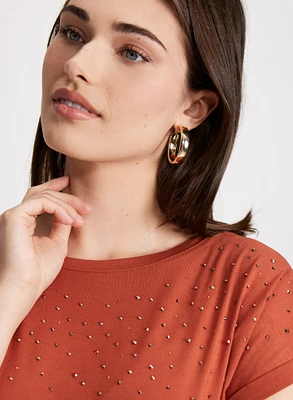 Metallic Closed Hoop Earrings