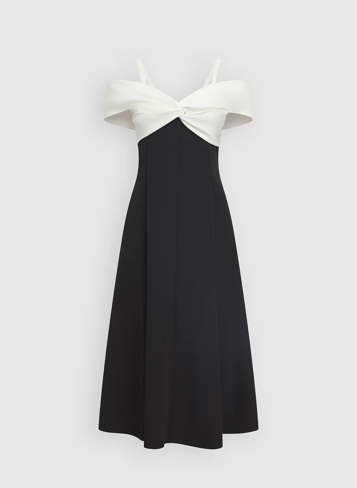Colour Block Cold-Shoulder Dress