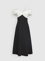 Colour Block Cold-Shoulder Dress