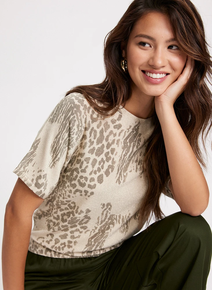 Leopard Print Dolman Sleeve Sweater