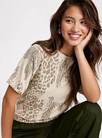 Leopard Print Dolman Sleeve Sweater