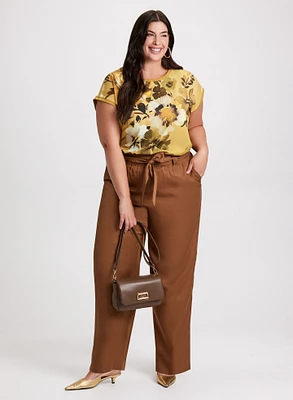 Floral Print Top & Wide Leg Pants