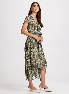 Snake Print Belted Dress