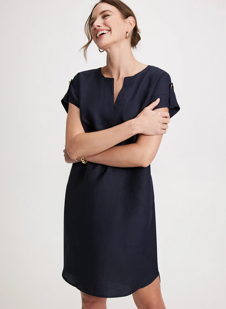 Straight Linen Blend Dress