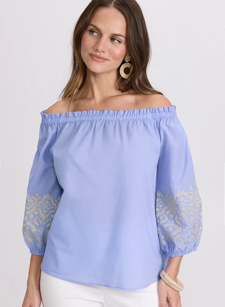 Embroidered Off-Shoulder Blouse