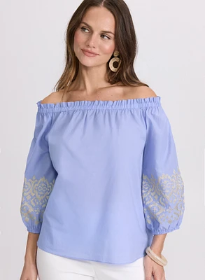 Embroidered Off-Shoulder Blouse