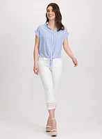 Striped Linen-Blend Blouse