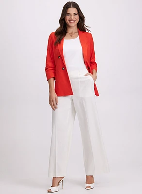Blazer en mélange de lin et pantalon Olivia large 