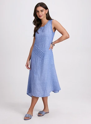 Linen Bias-Cut Midi Dress