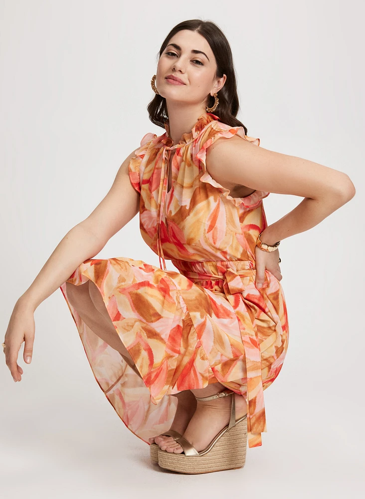 Abstract Pattern Chiffon Dress