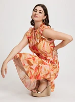 Abstract Pattern Chiffon Dress