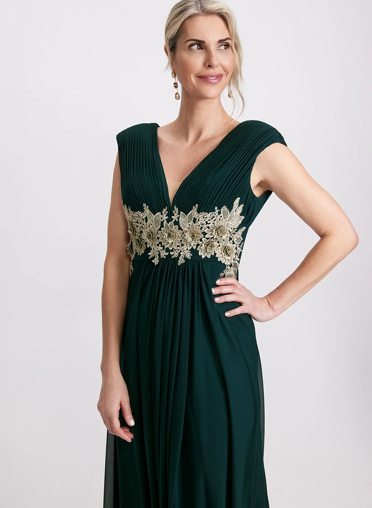 Robe maxi à appliqué de broderies