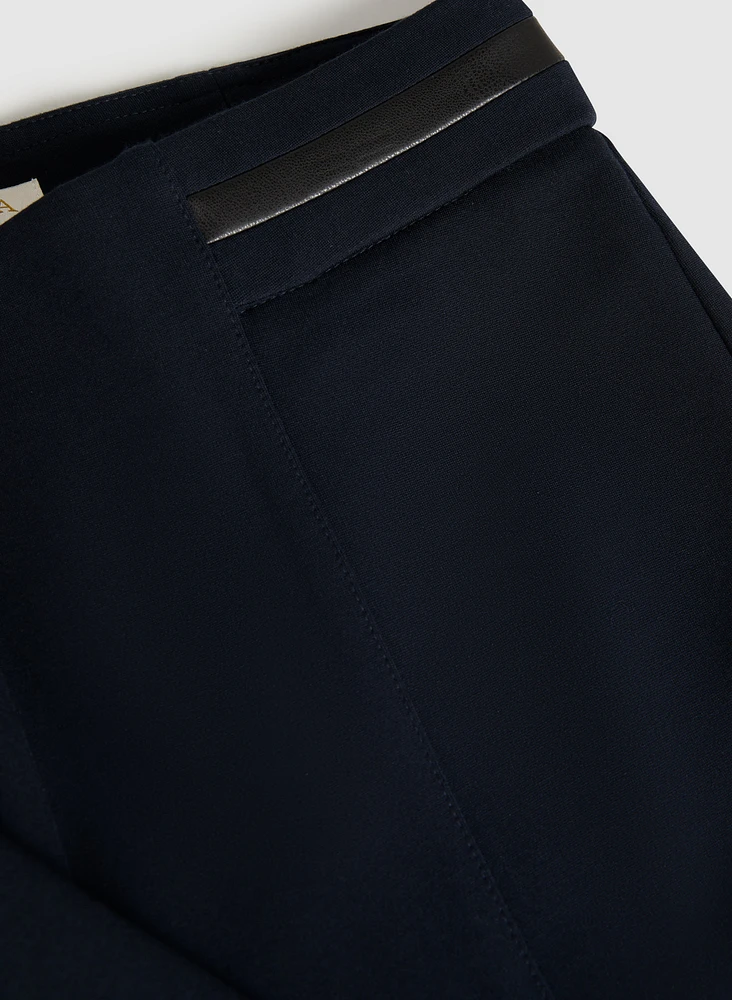 Sofia Vegan Leather Trim Straight-Leg Pants