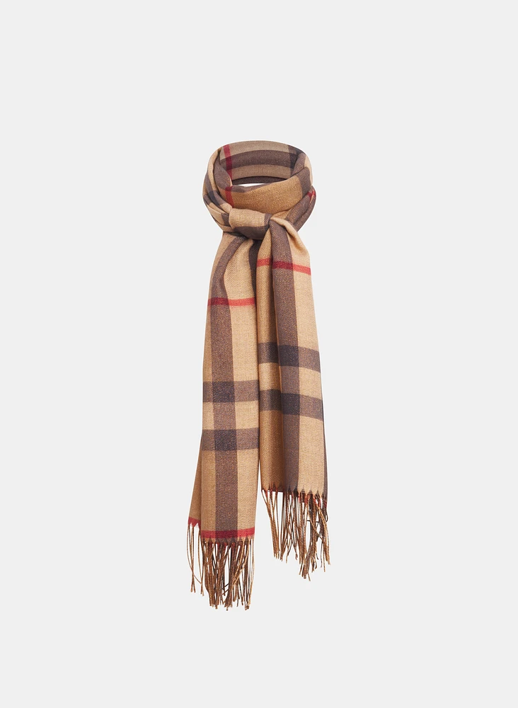 Plaid Glitter Knit Scarf