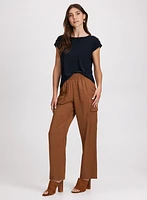 Button Shoulder Detail Top & Cargo Pants