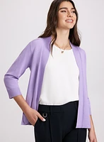 Ribbed Trim Open-Front Cardigan