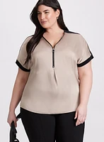 Joseph Ribkoff - Zip-Front Satin Blouse