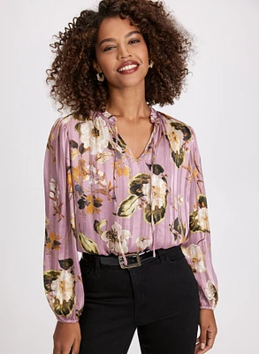 Blouse florale à taille froncée