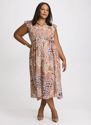 Robe chiffon à motif paisley