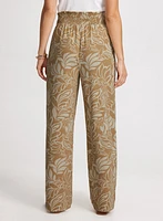 Leaf Print Wide Leg Pants