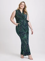 Abstract Leaf Print Jumpsuit