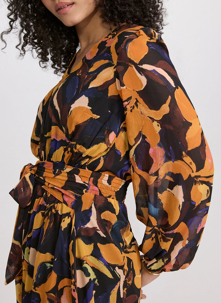 Robe florale en chiffon