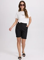 Linen-Blend Bermuda Shorts