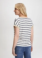 T-shirt rayé à manches cape