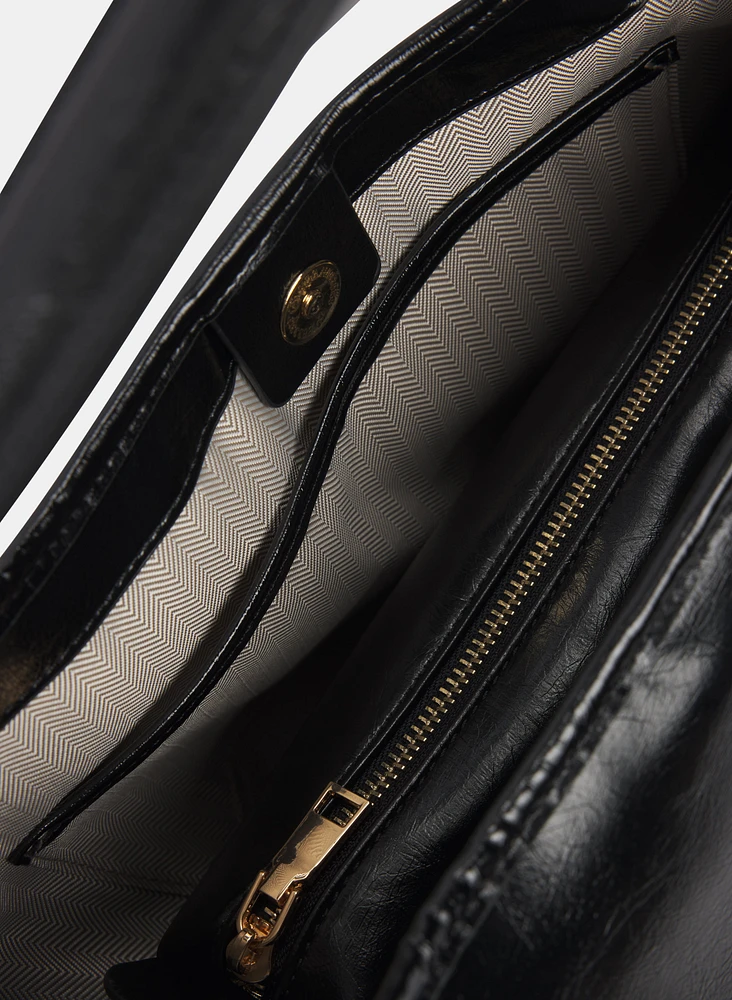 Vegan Leather Handbag & Pouch Set