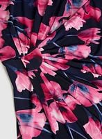 Robe florale à taille froncée