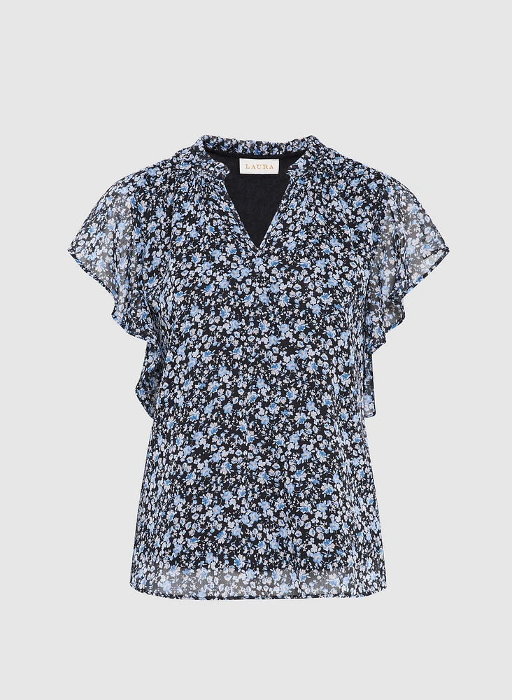 Blouse florale à encolure en V