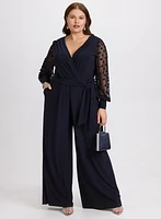 Sheer Polka Dot Sleeve Jumpsuit