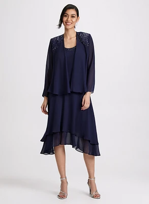 Robe midi et veste en chiffon