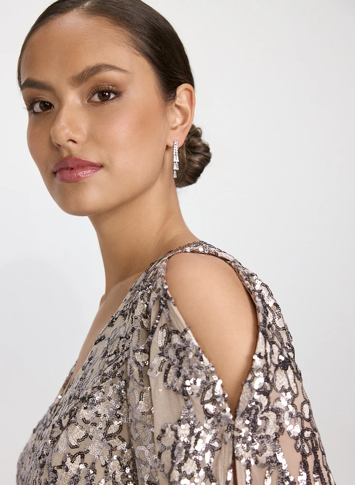 Robe à motif floral en paillettes