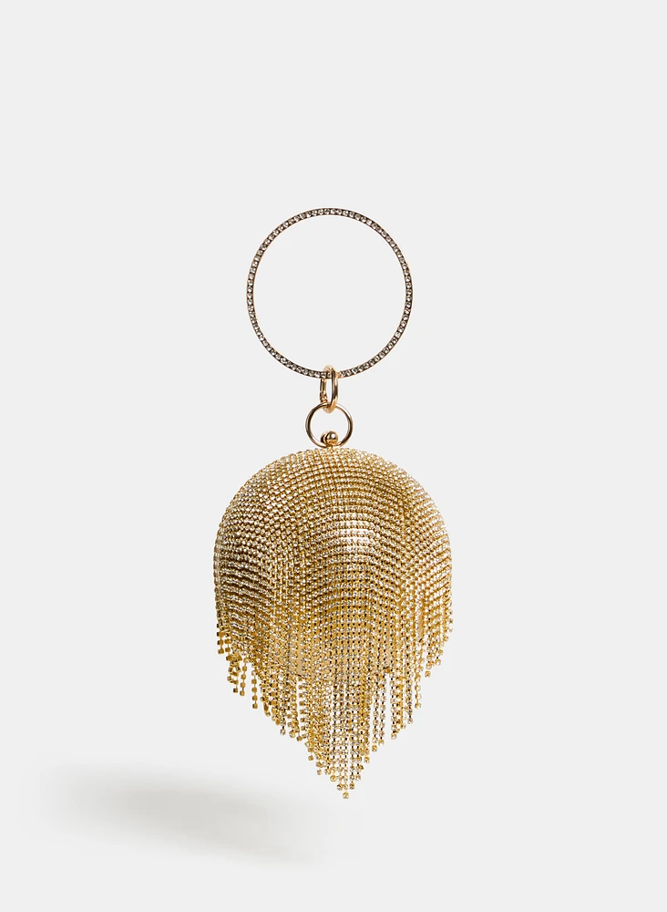 Fringed Crystal Ball Clutch