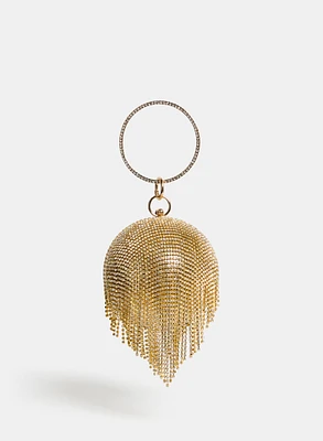 Fringed Crystal Ball Clutch